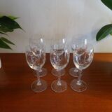 6 glasses of red wine crystal of Arques - Model fleury Epi signed - 17,6 cm