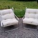 Pair of armchairs from the 70s chrome tubes and cotton canvas