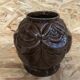 Old art deco vintage brown enameled cast iron plant pot