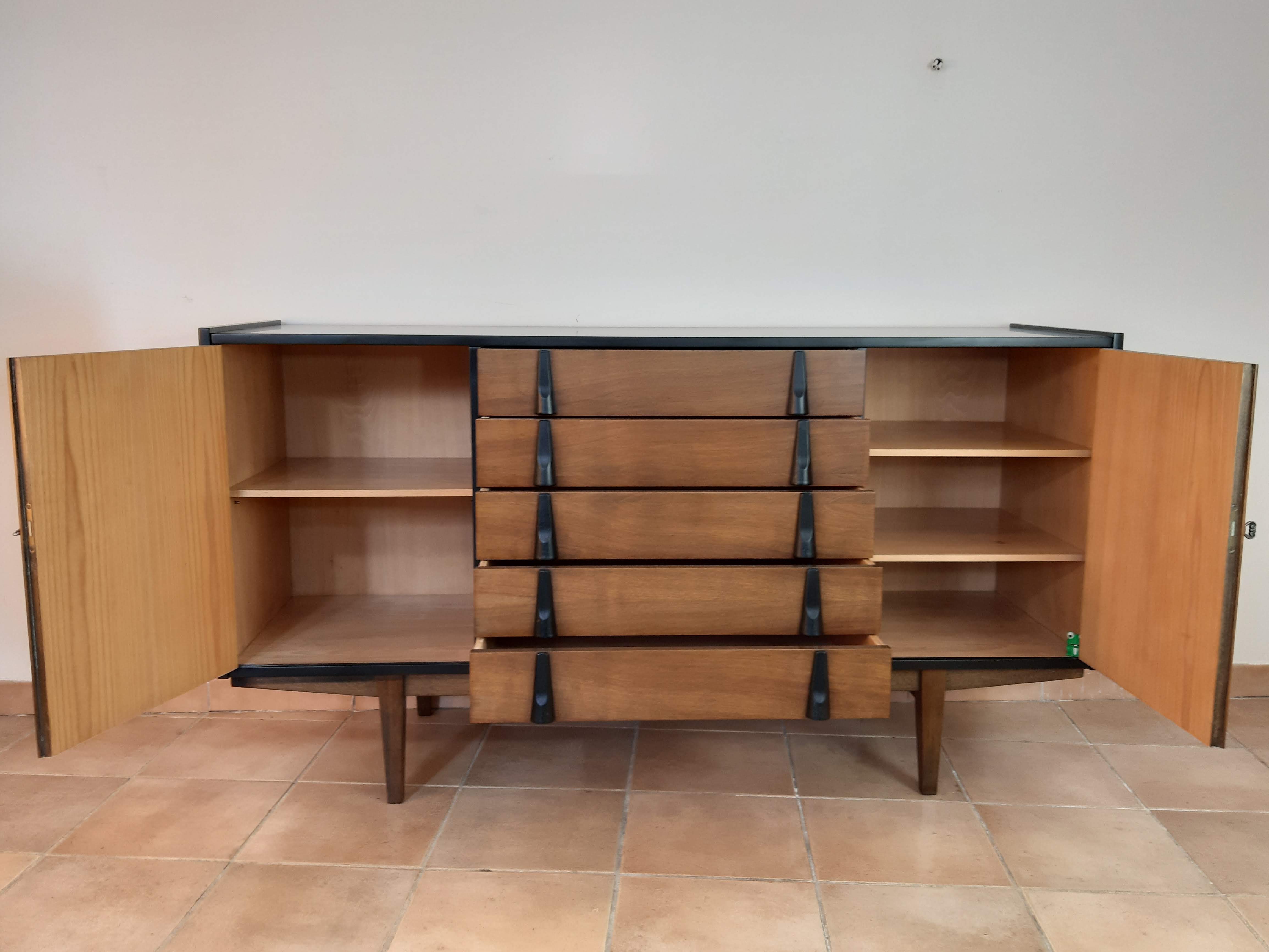 Walnut row renovated by Rajmund Teofil Halas Vintage Polish 1968