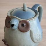 Japanese owl teapot in vintage stoneware