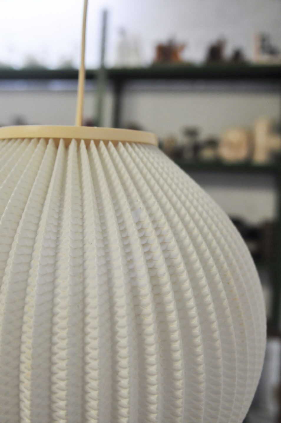 White plastic pendant lamp Pearl Shade by Lars Schiøler 1960