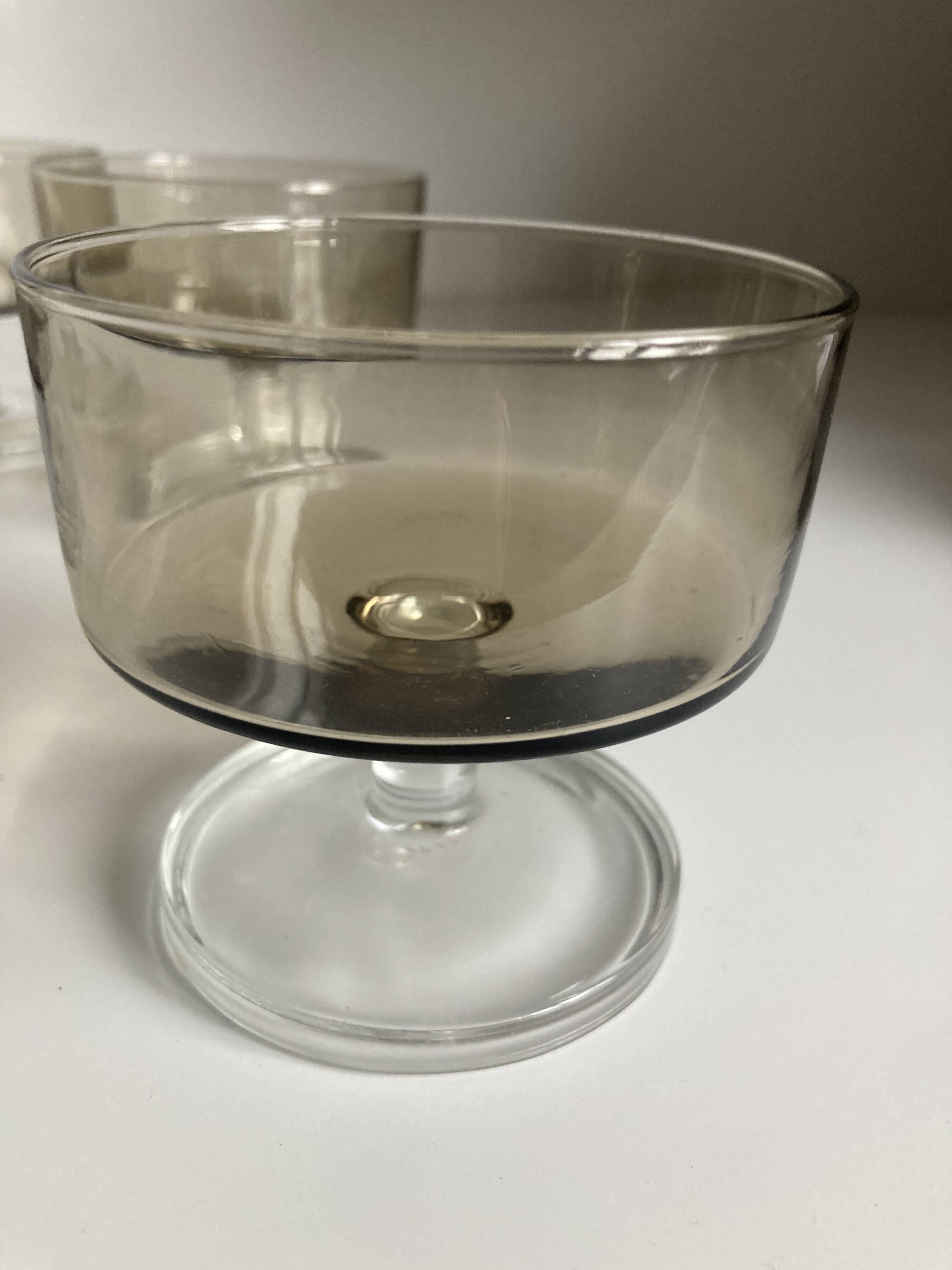 Set of 4 vintage smoked glass cups