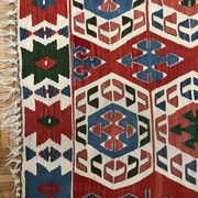 Ancient Turkish Kilim rug handwoven – geometric patterns 98x96 cm
