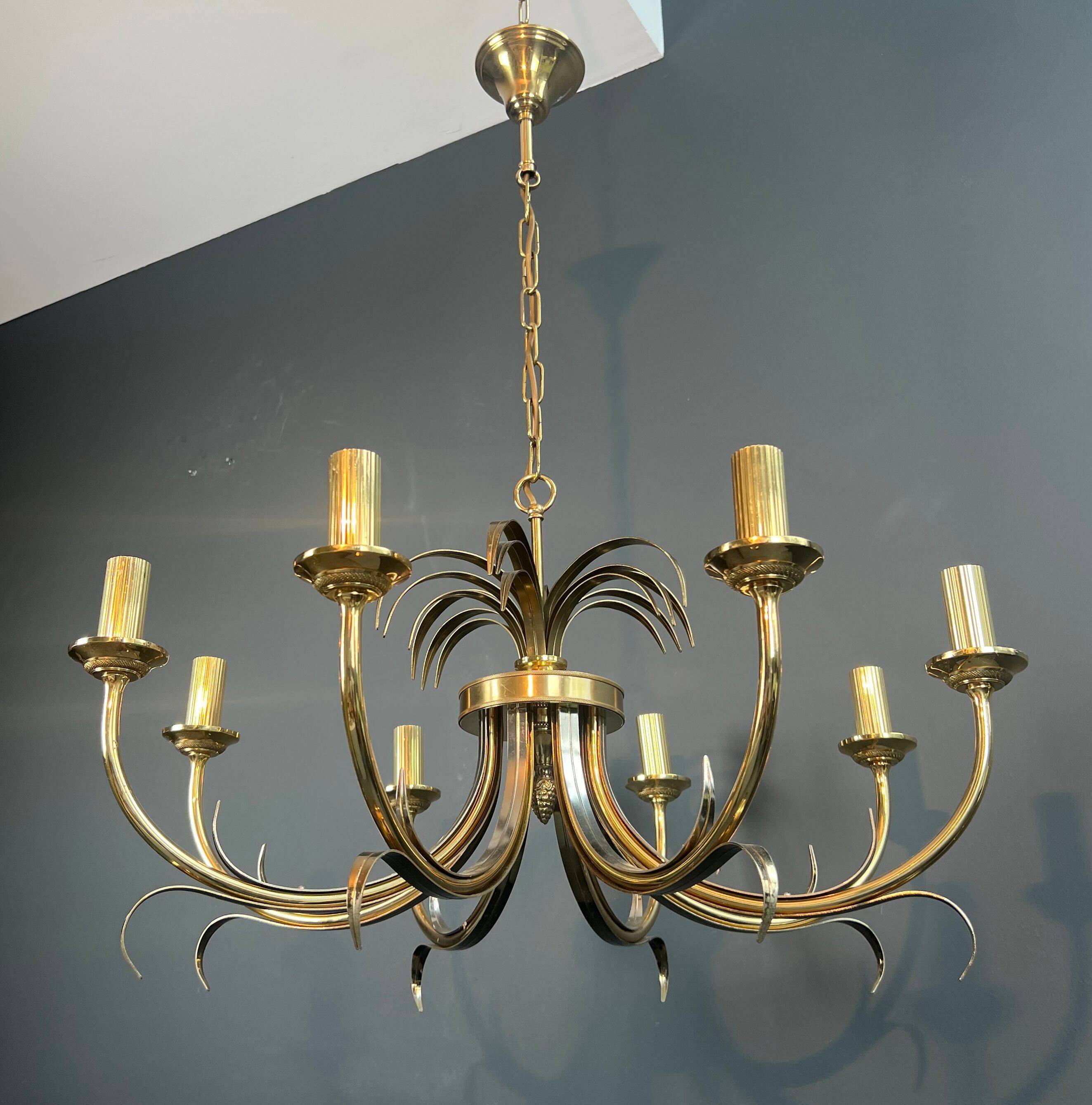 Brushed metal and gold metal pineapple chandelier