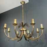 Lustre ananas en métal brossé et métal doré