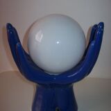 Vintage hand lamp in ceramic and opaline