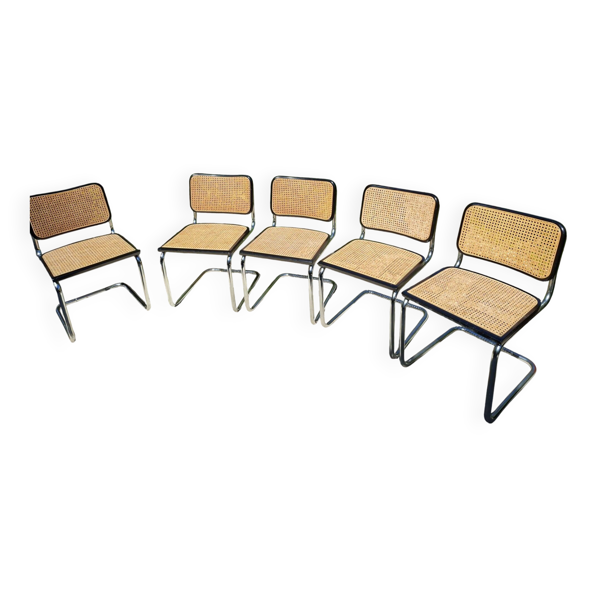 Set of 6 black Marcel Bauer B32 style chairs
