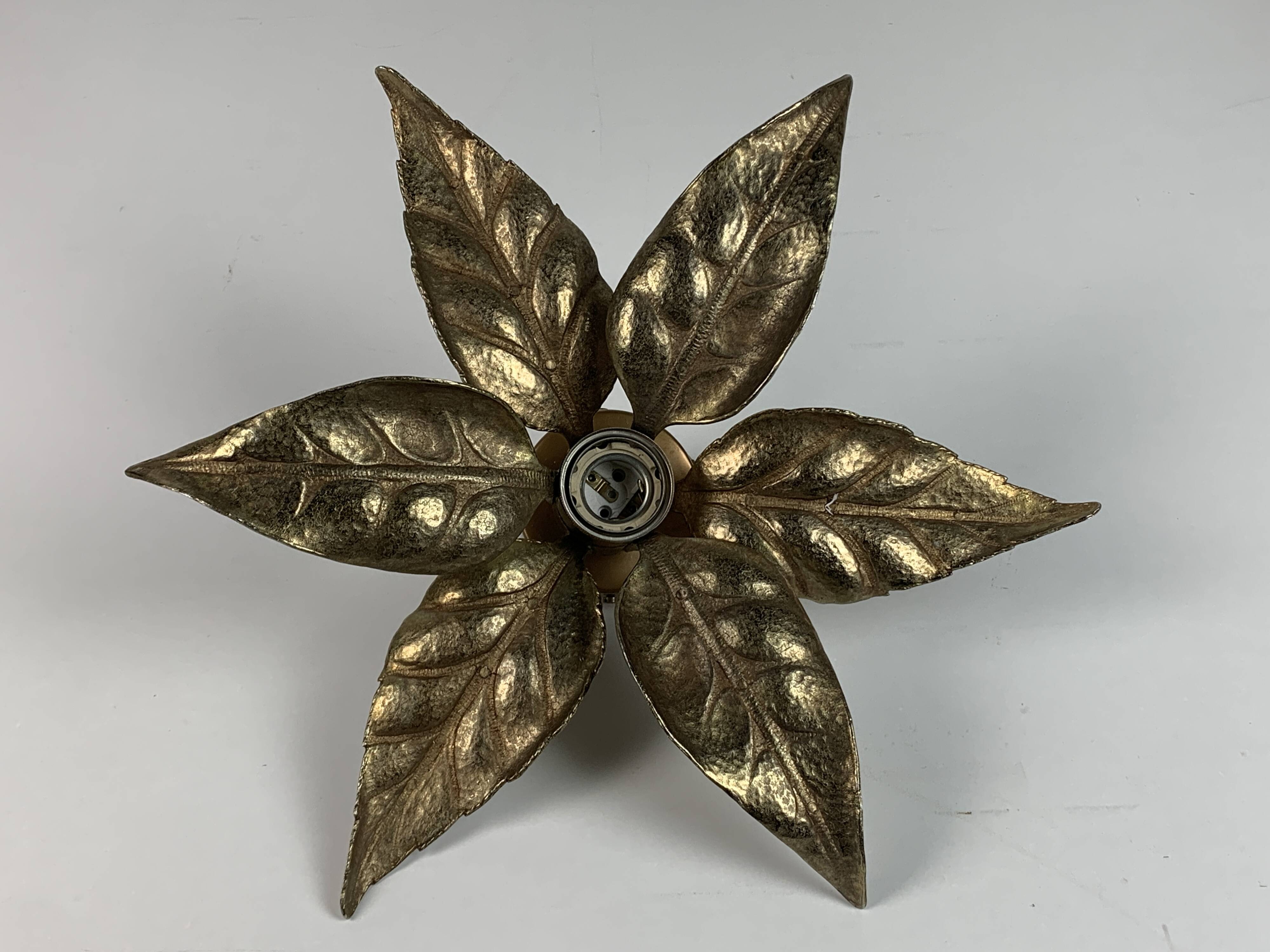 Florentine floral brass wall sconce by Willy Daro for Massive Lighting, Belgium