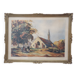 Watercolor signed E.JOLY - Breton chapel 1960