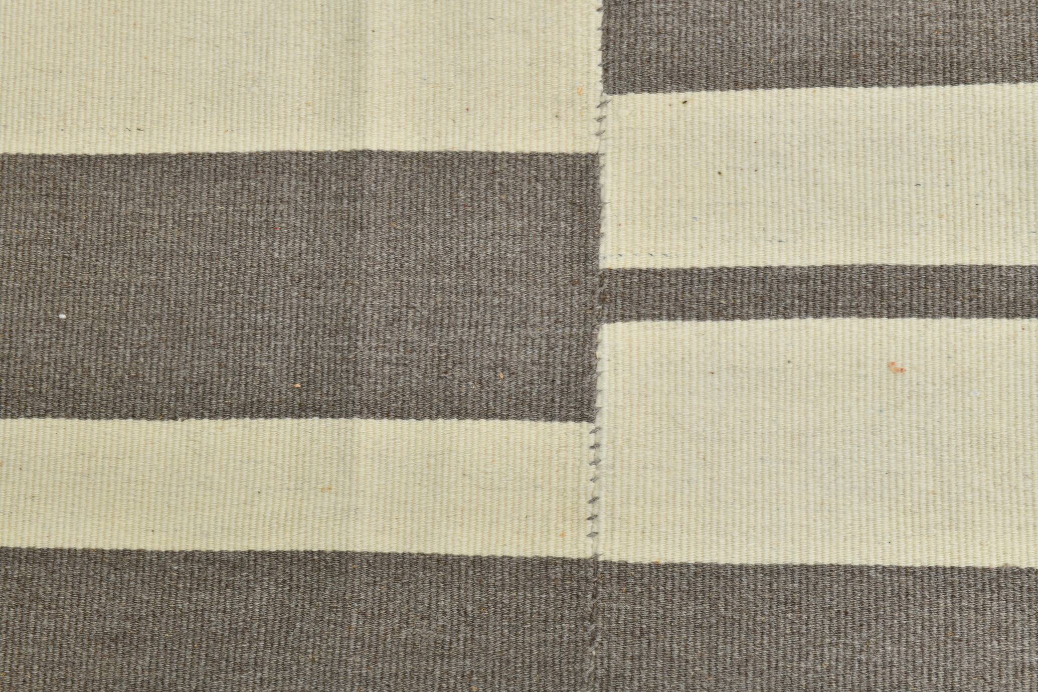 Modern Beige Grey Vintage Kilim Rug, 204x278Cm