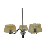 Midcentury Chrome and Glass Chandelier, Czechoslovakia 1960s