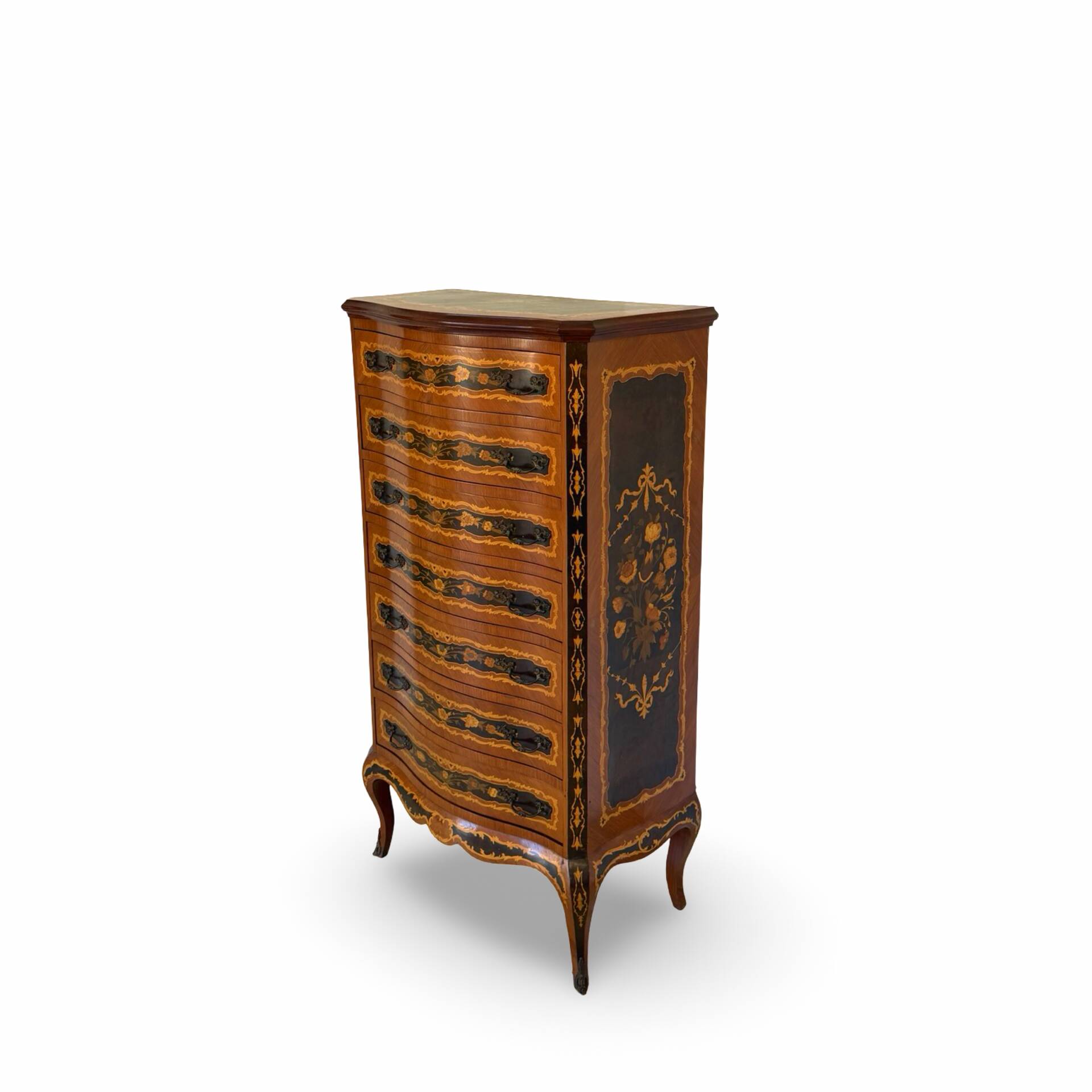 Wooden bedroom suite with inlays in mid-century Italian style, by Pacifici Prete, Rome.