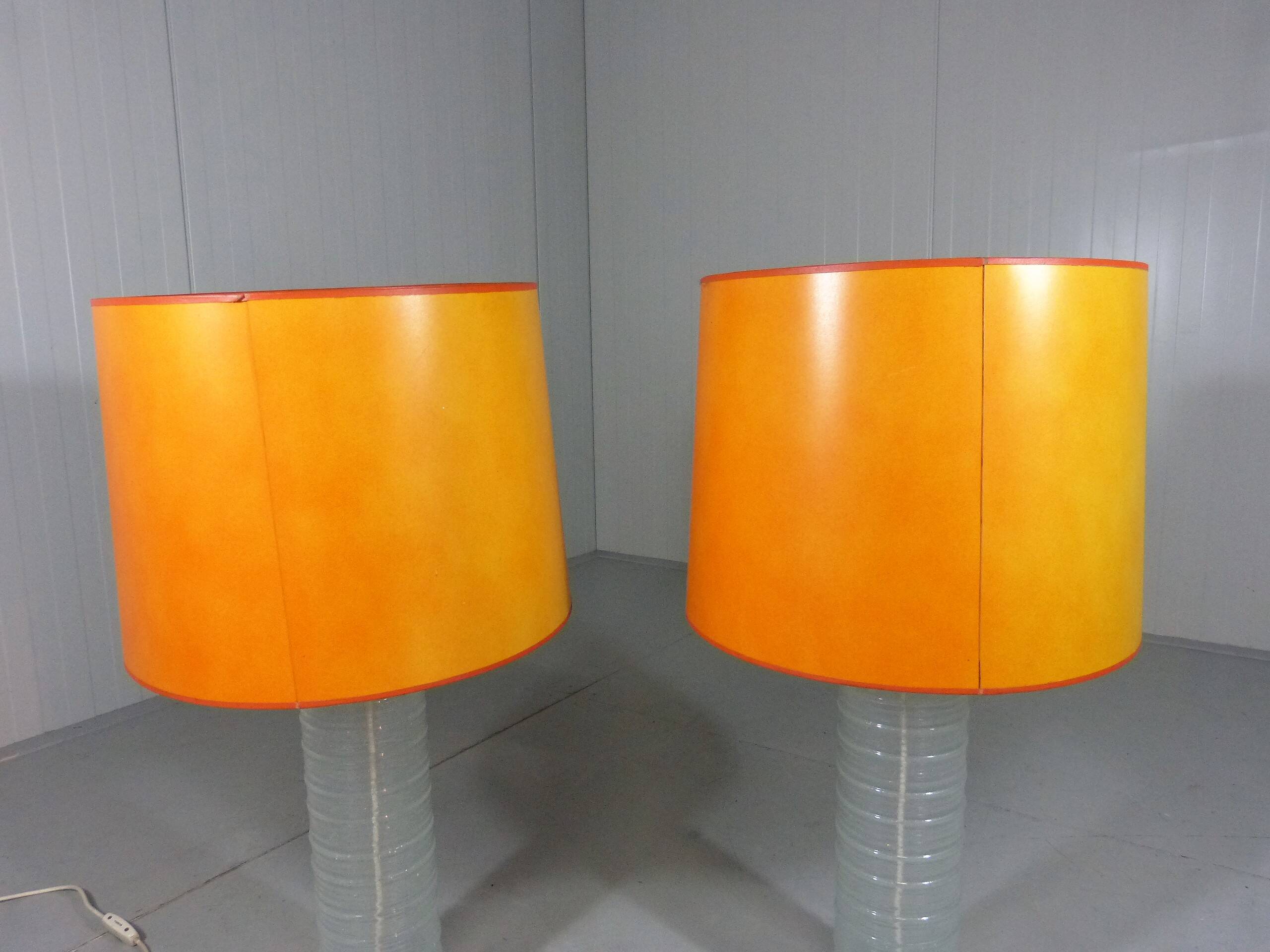 Set of 2 large glass table lamps 1960’s