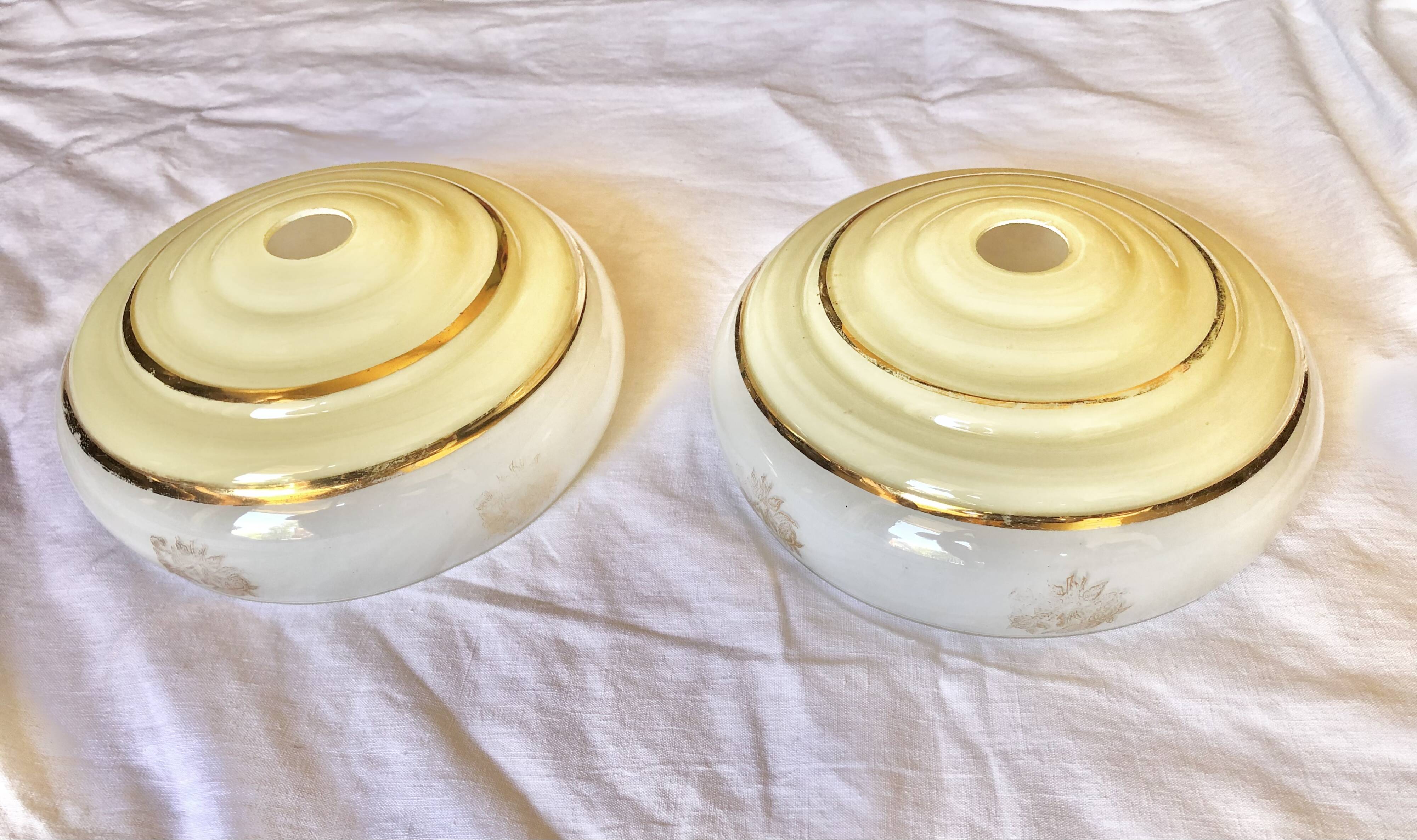 Set of 2 vintage glass lampshades