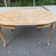 Round extendable dining table Louis XV stripped in solid cherry wood 1960