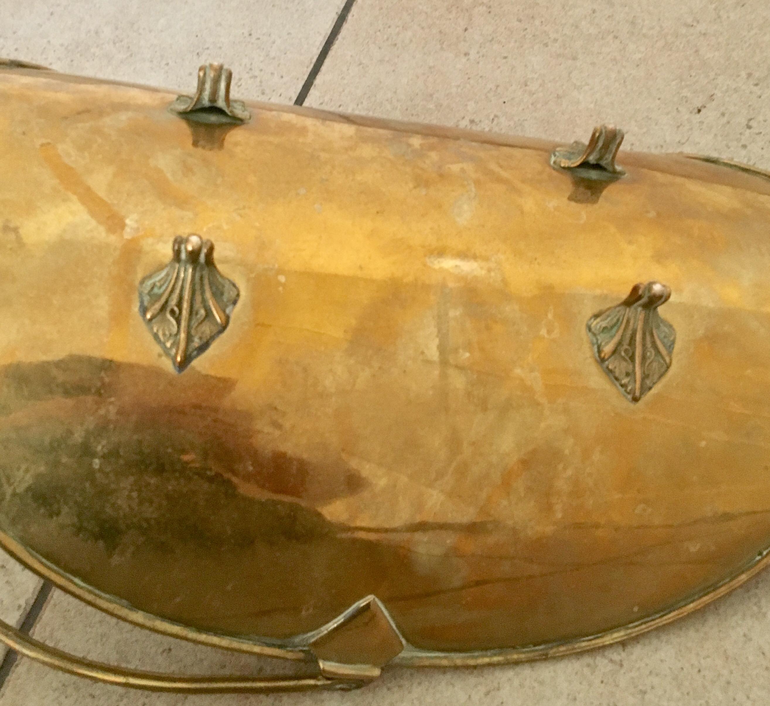 Log holder basket for brass fireplace