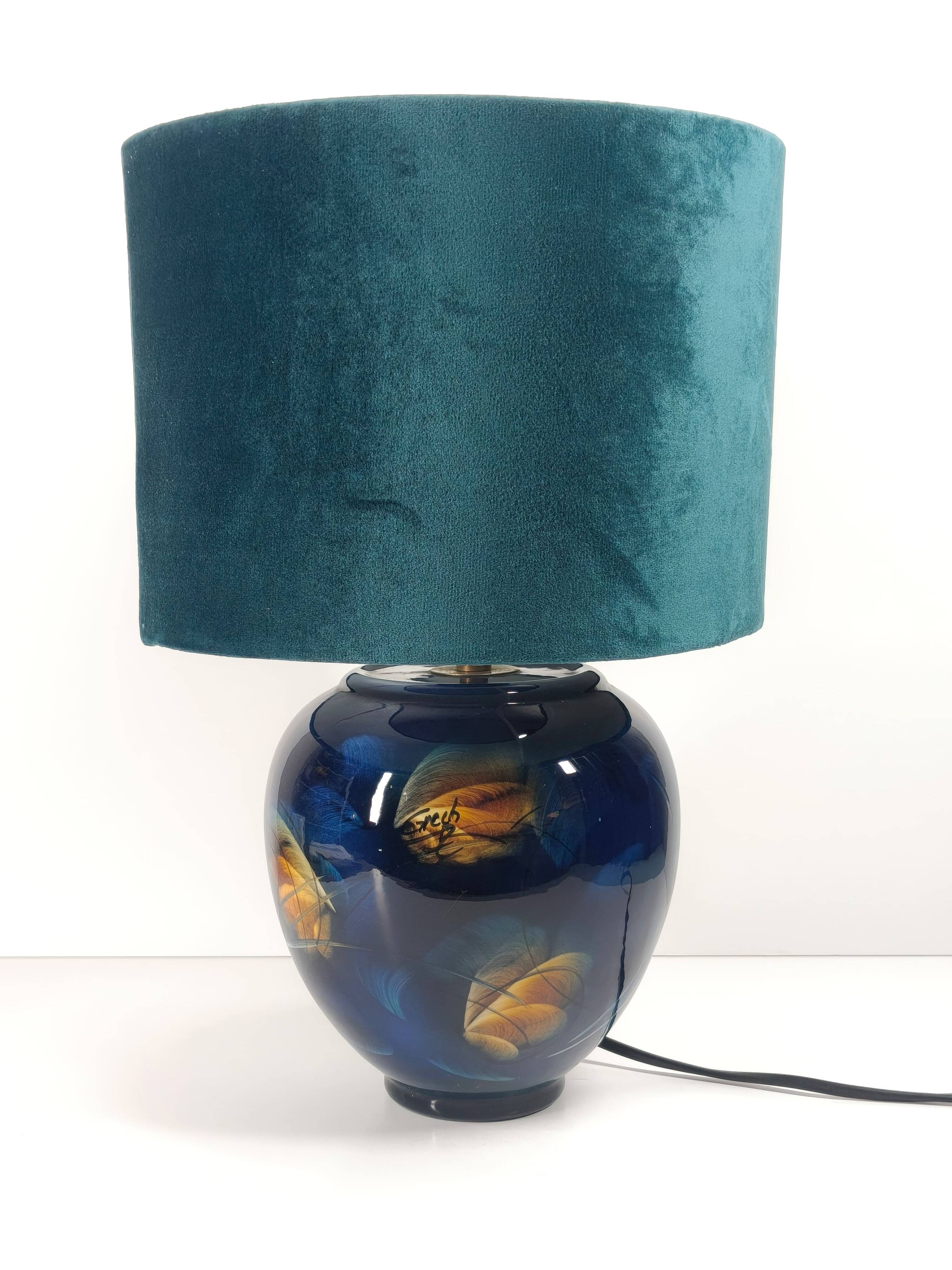 Lacquered ceramic lamp signed Grech