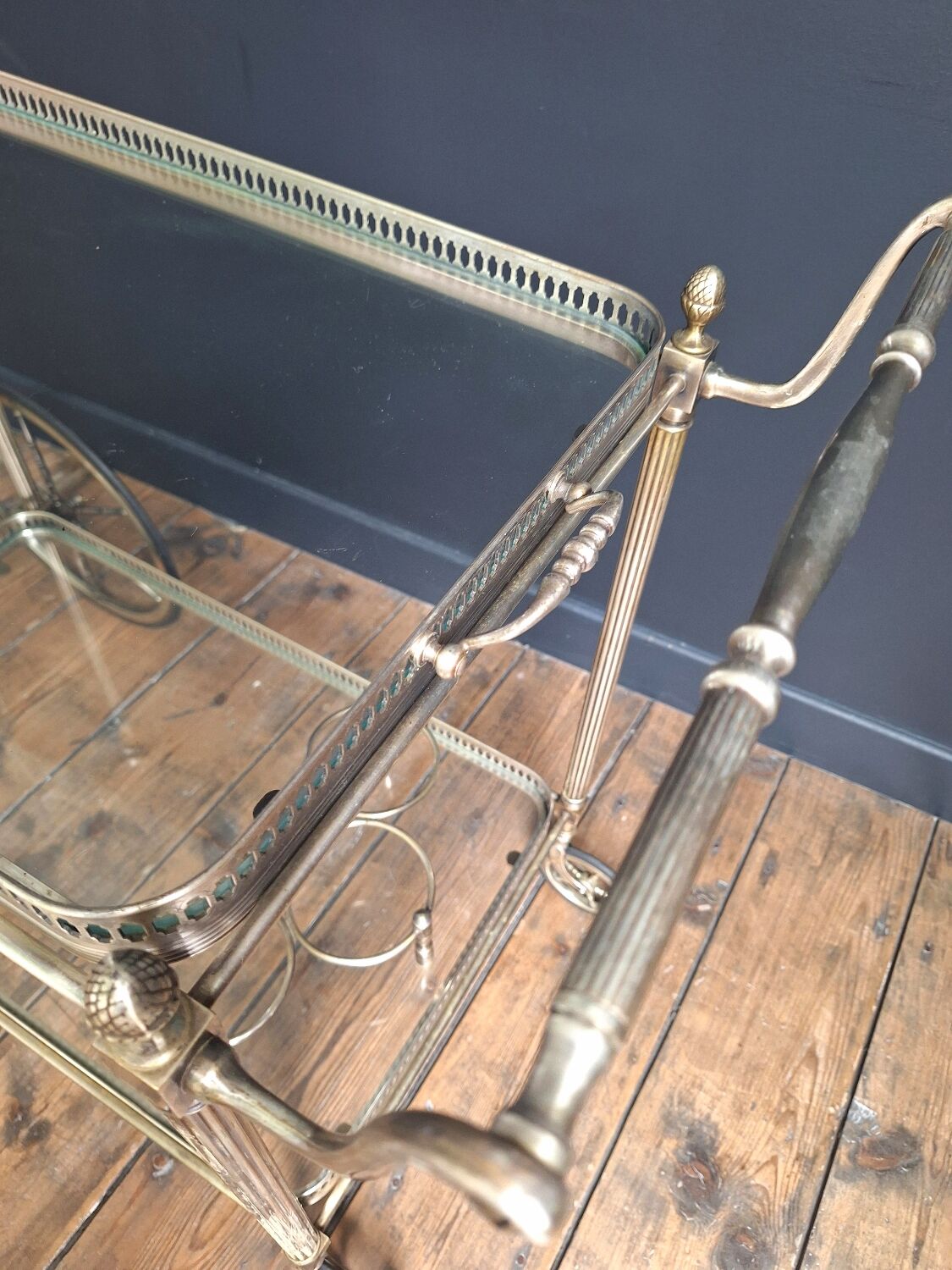 Antique trolley, vintage serving cart, drinks bar furniture.