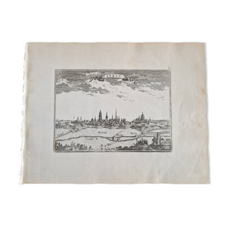 17th century copper engraving "Arras" By Sébastien de Pontault de Beaulieu (1612-1674)