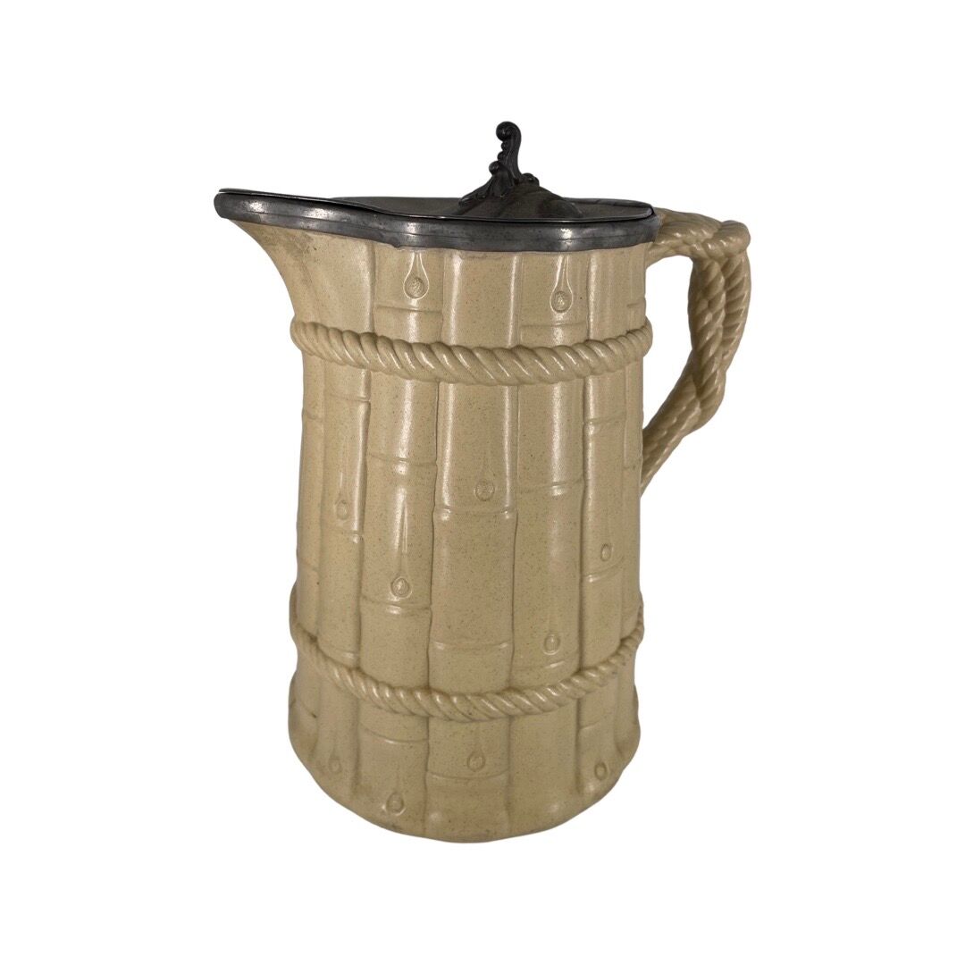 Large English Staffordshire Rigway Family jug by potters circa 1840 bamboo decor. The hatch