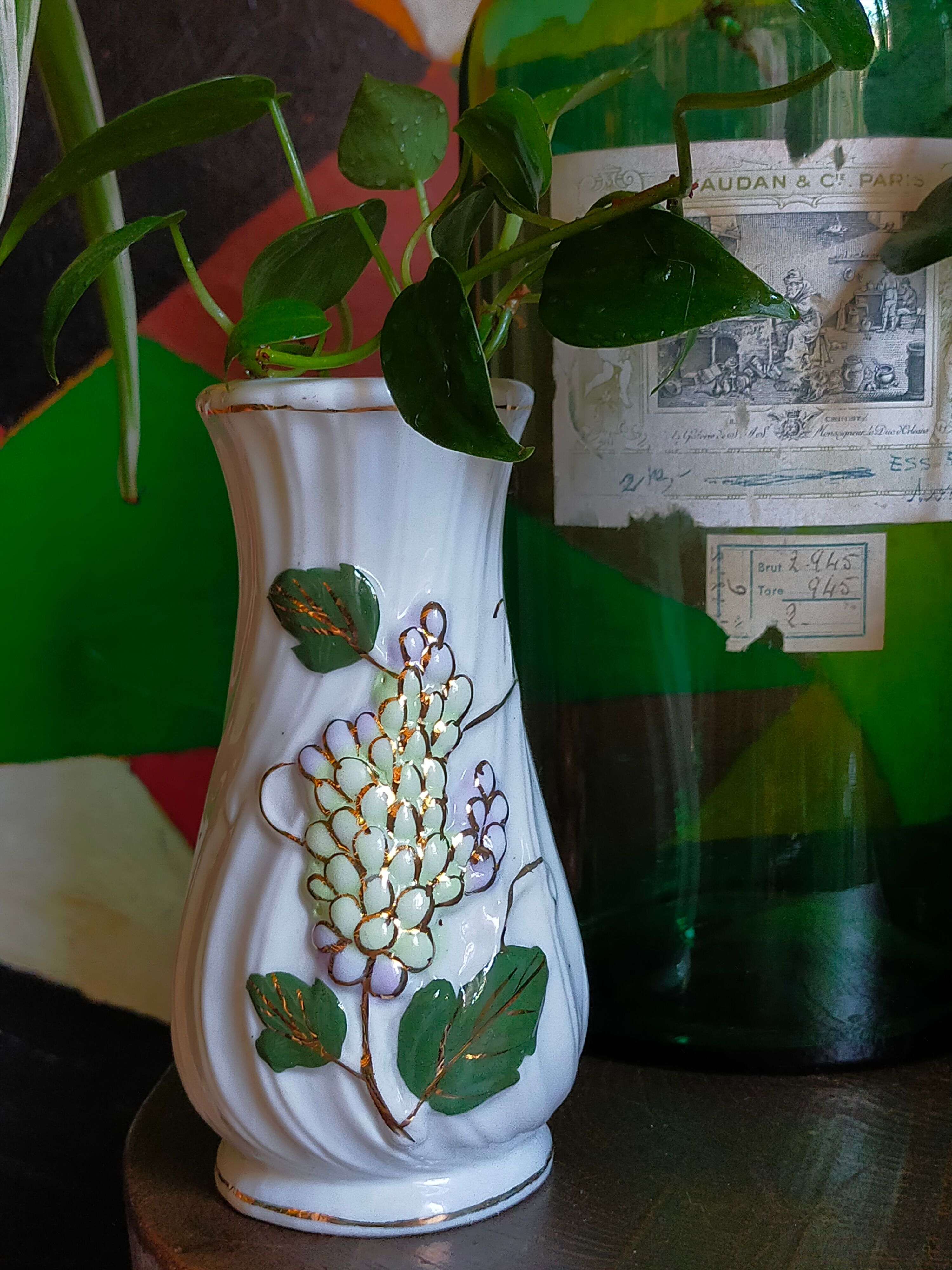 Three ancient lilac slurry vases