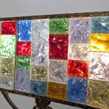 Large Italian Multi-Colored Hammered Crystal and Wrought Iron Chandelier