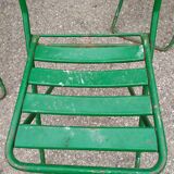 Garden set table and folding metal chairs
