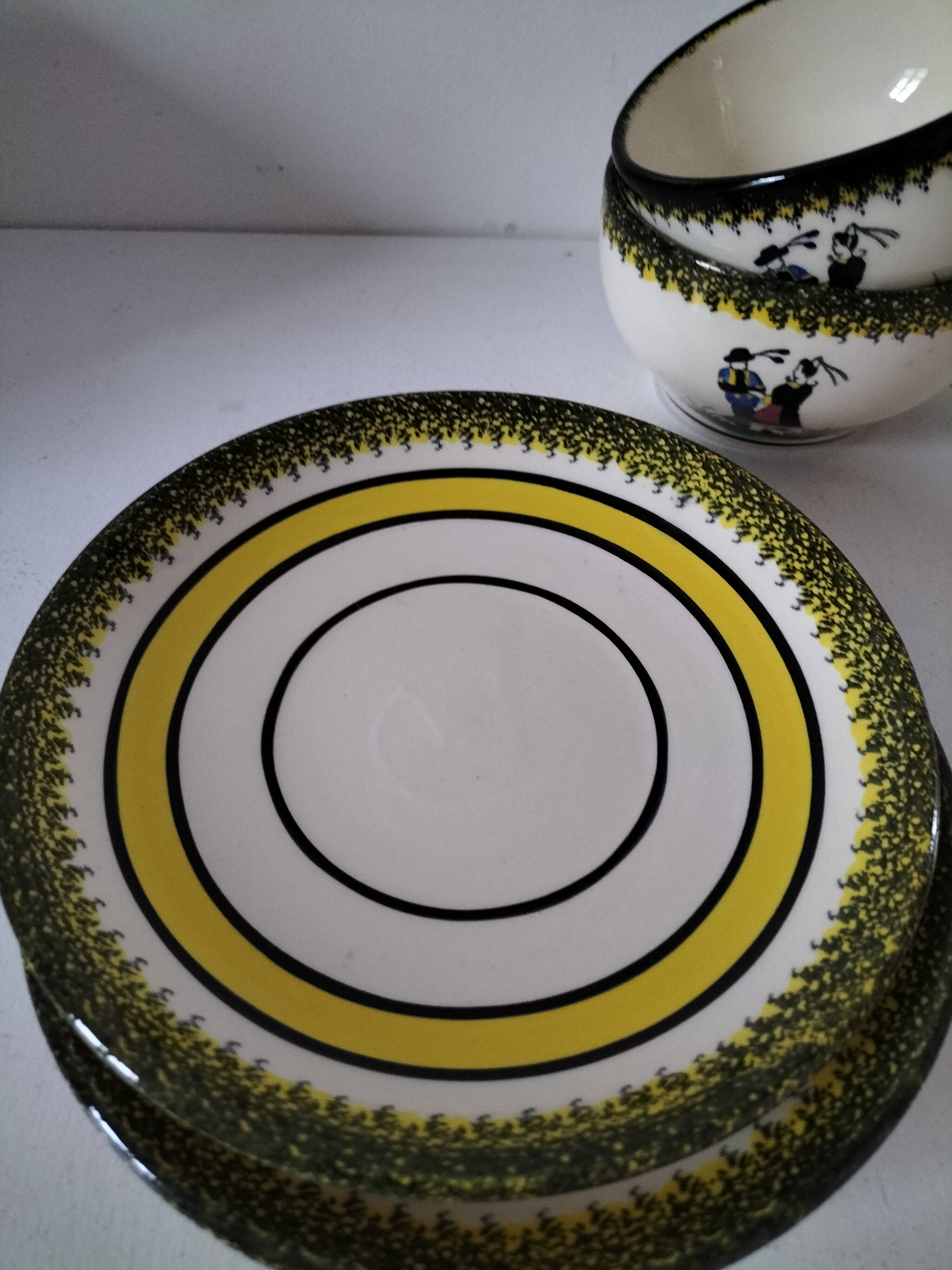 Two Henriot Quimper cups and saucers