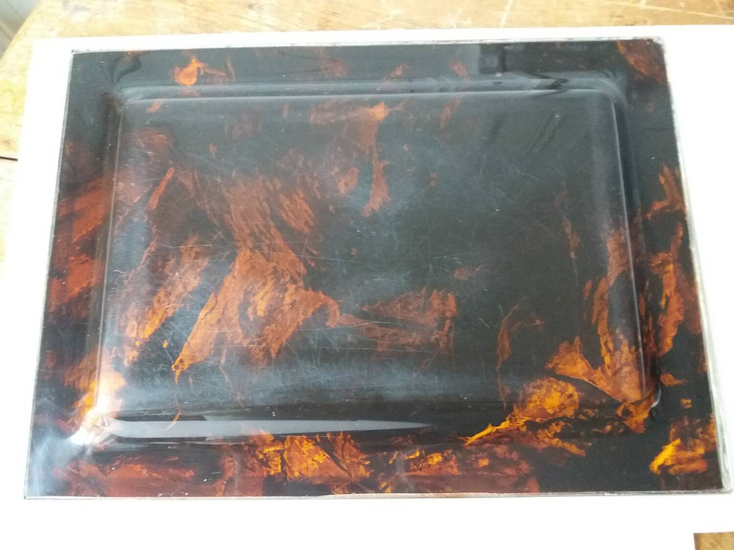 Vintage lucite tray imitating tortoiseshell