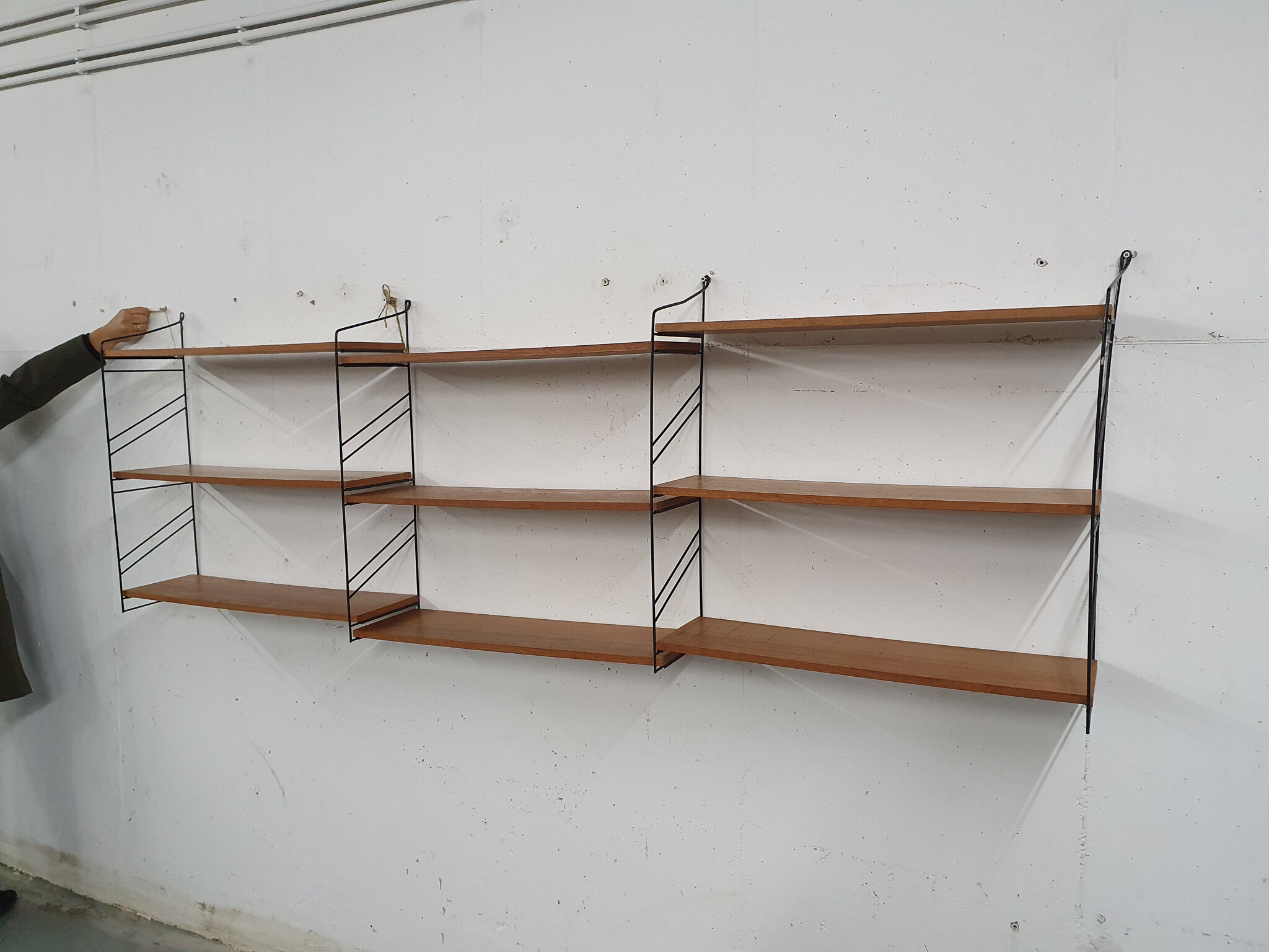 Mid-century teak and metal book shelves, 1950's