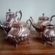 Victor Saglier - Tea & coffee service - Art Nouveau - corrugated silver metal