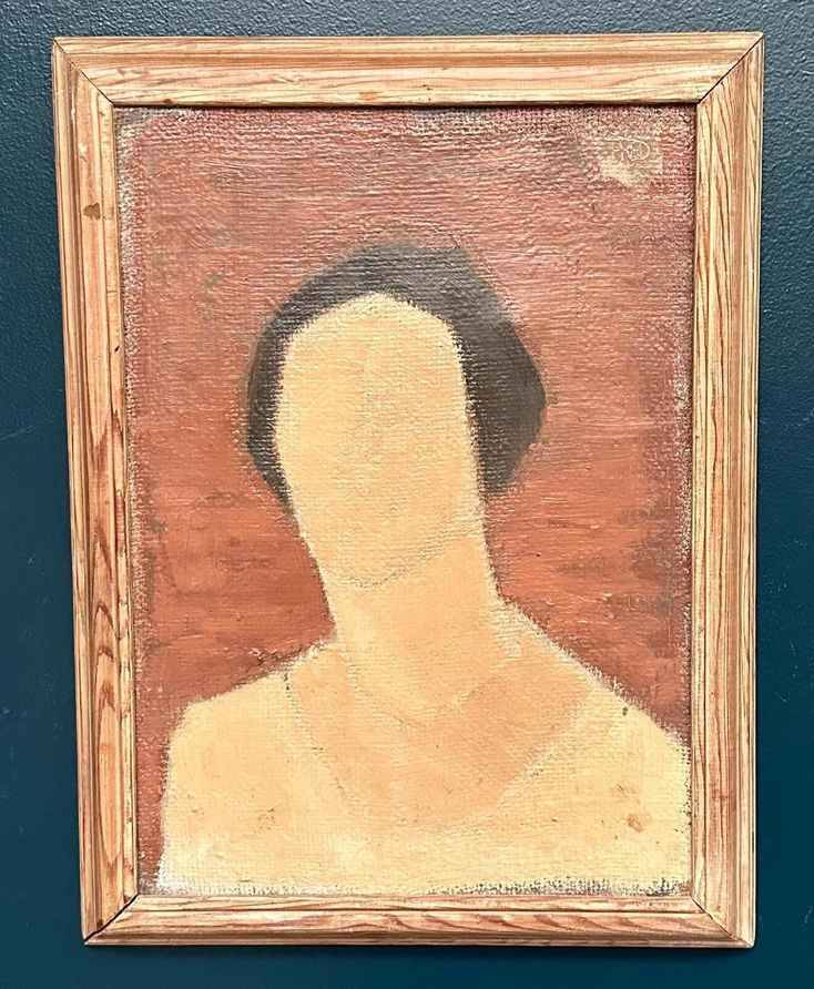 Original Swedish Oil On Canvas – “Portrait” By Fred – Dated 51