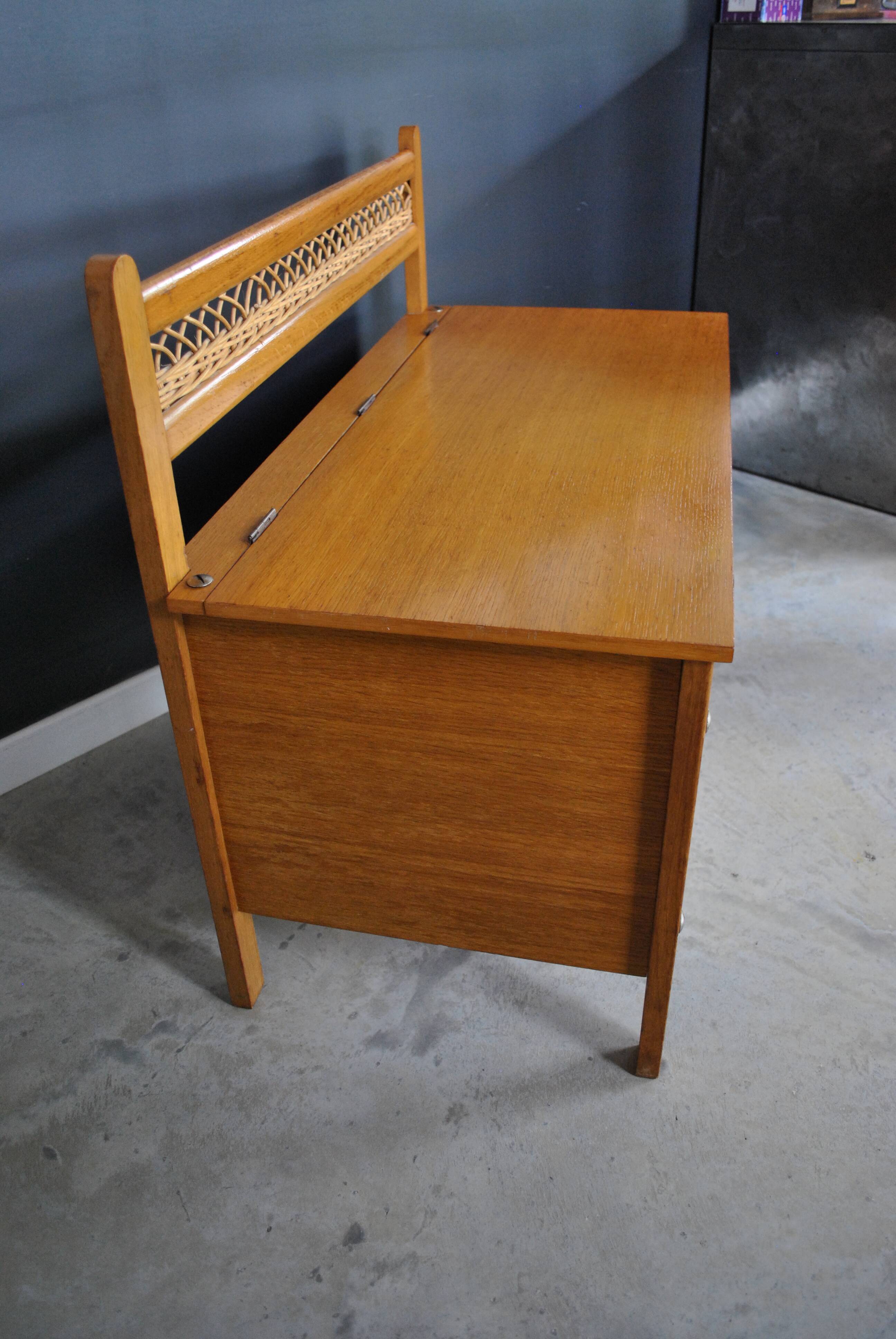Coffre banc rotin 1960 vintage