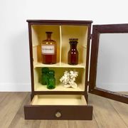 Armoire murale bois et verre ancienne