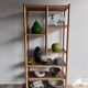 70's vintage bamboo rattan display bookshelf