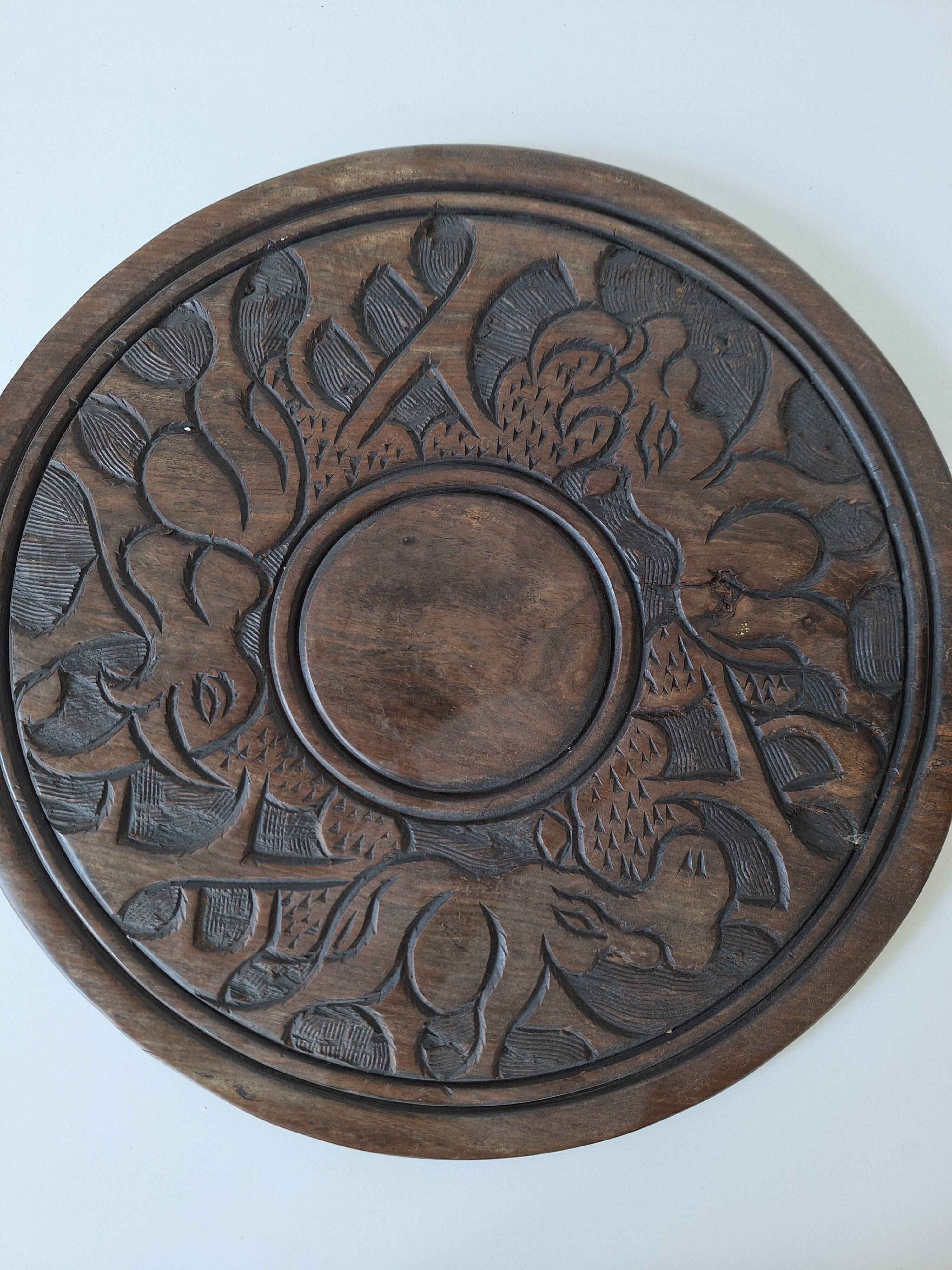 Wooden African Side Table