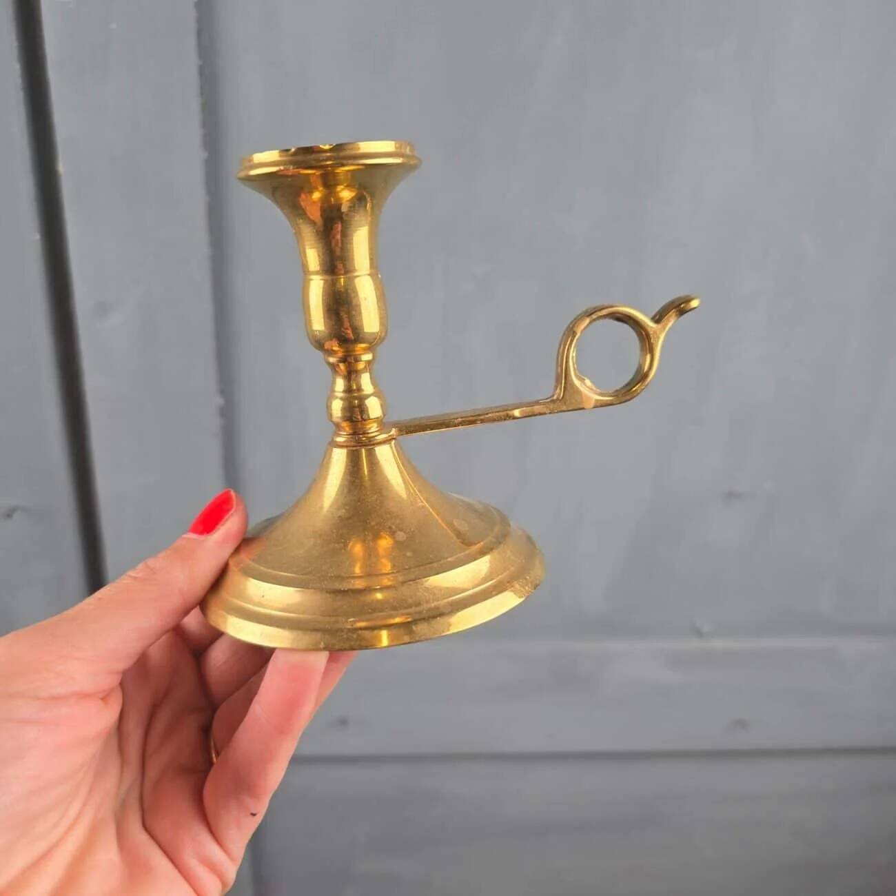 Vintage brass little cellar rat, candle holder with a lovely handle.