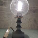 Glass globe bedside lamp/ vintage 60s-70s