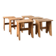 Set of six solid walnut stools, mountain style, circa 1960