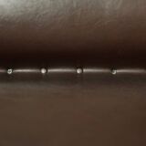 Mid-century modern German vintage canapé lounge, 2-seater, brown steel frame.