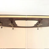 Wood and brass coat rack, 1960