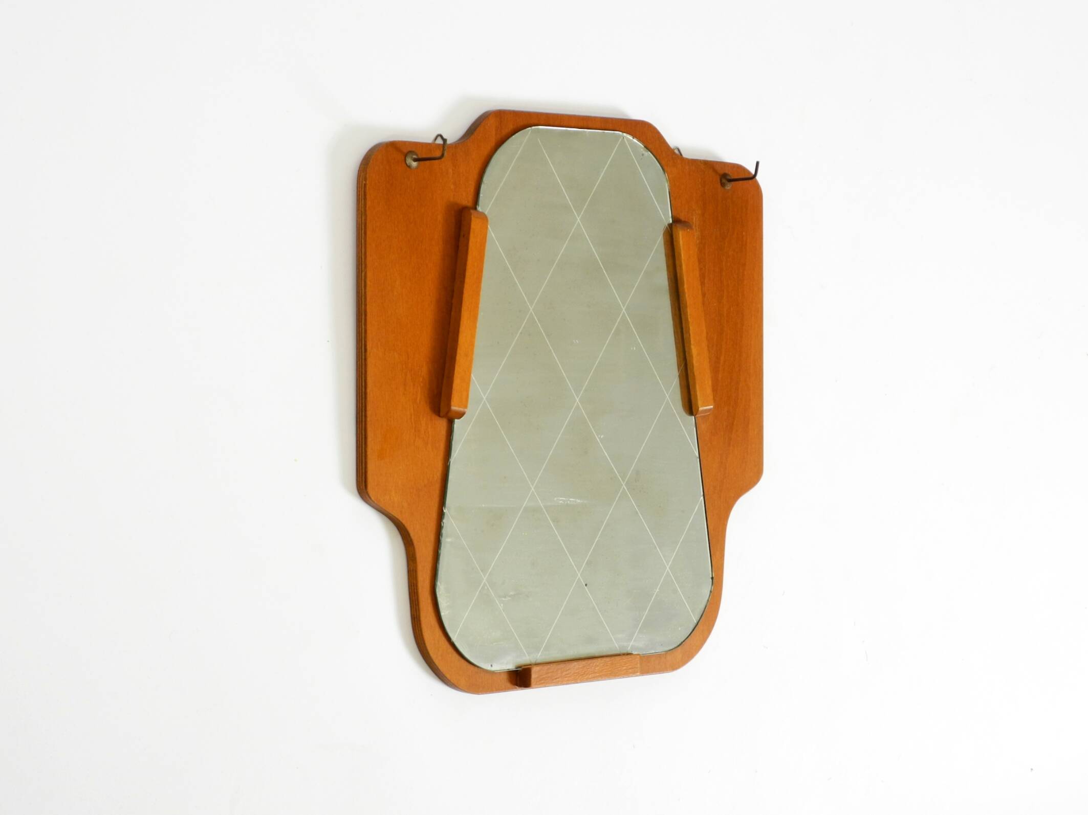1930s Wall Mirror, Teak and Plywood, Abstract Design, Germany