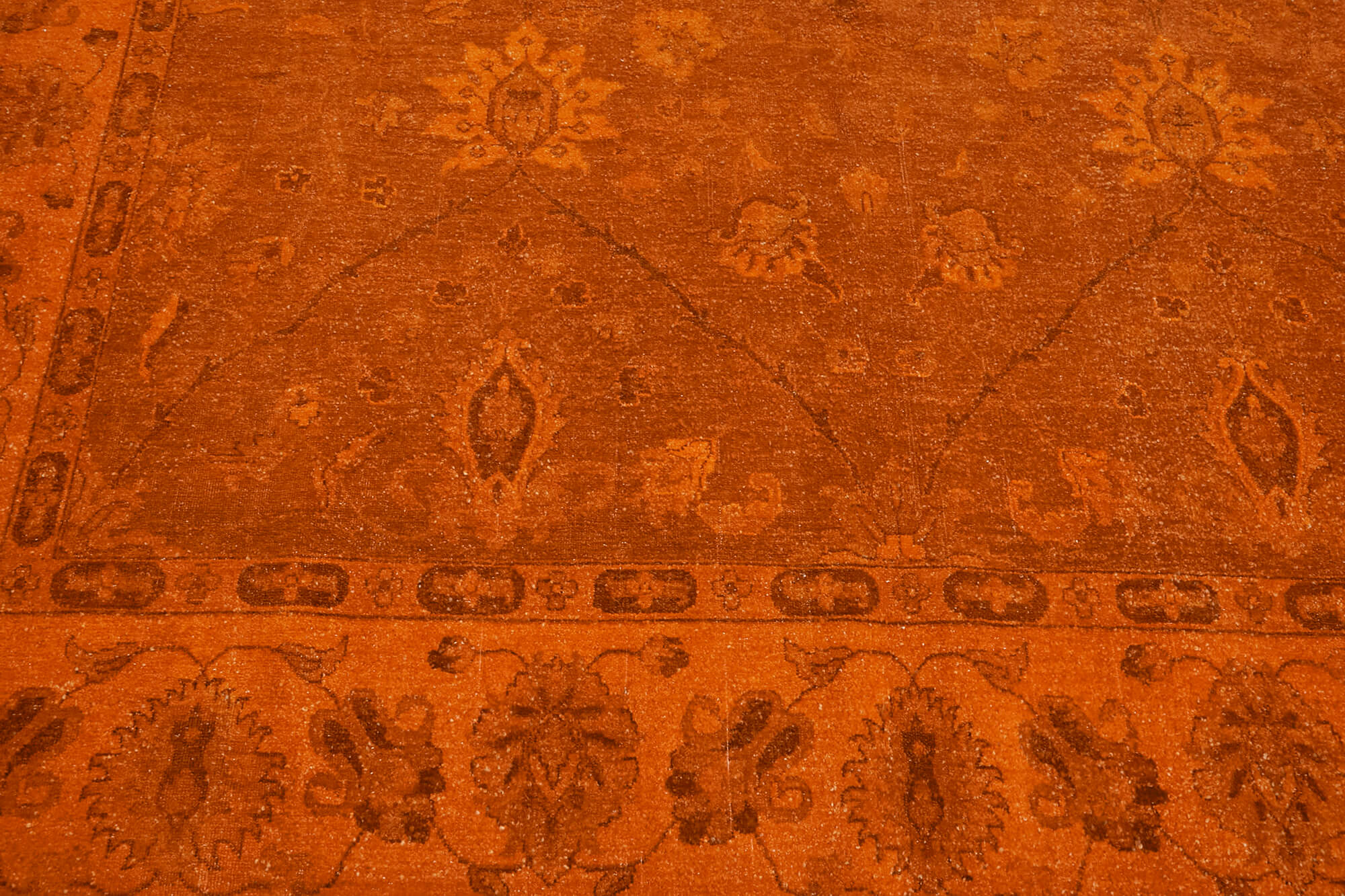 Handmade Oriental Decorative 1980s 267 cm x 372 cm Orange Wool Carpet
