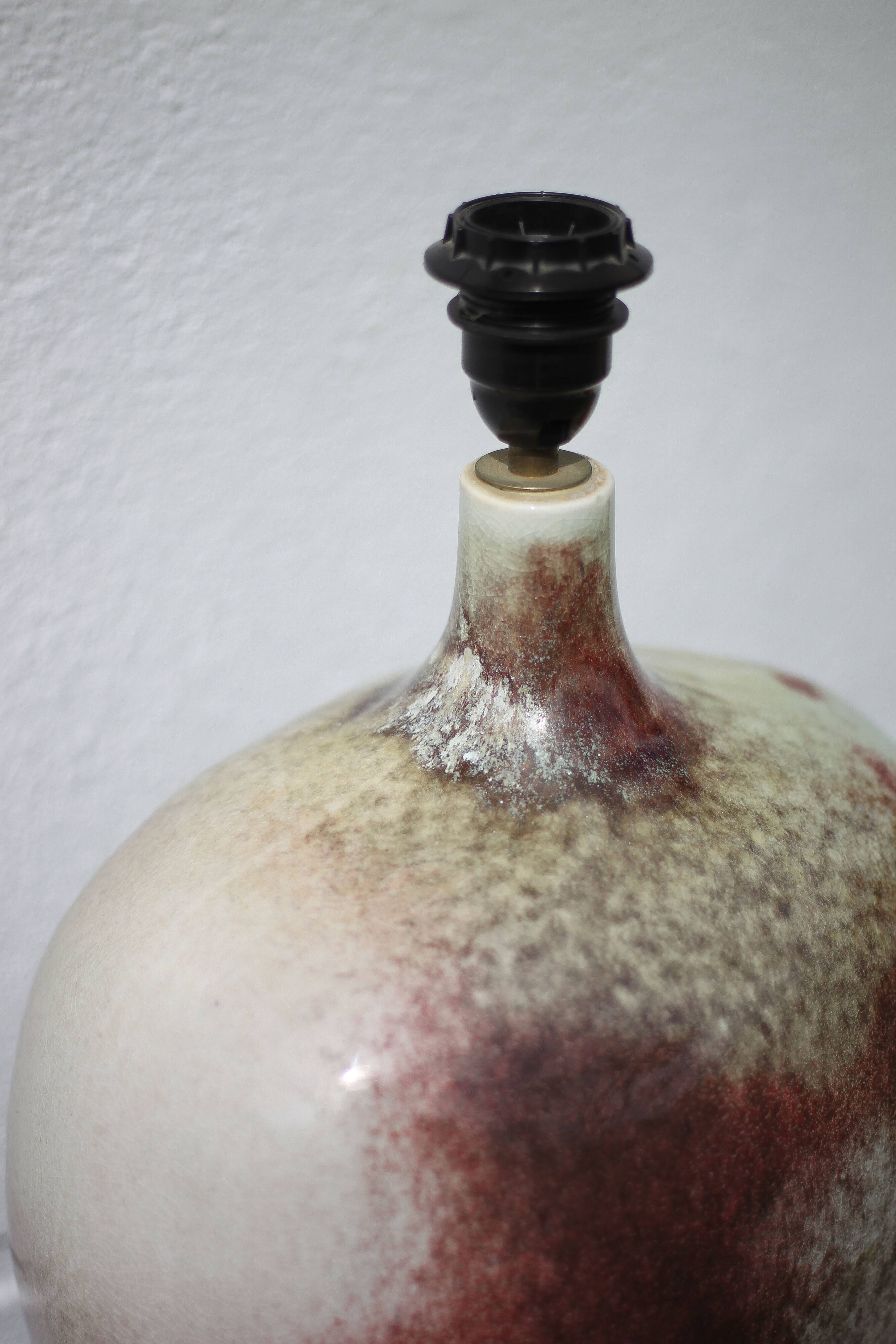 Ceramic lamp with lampshade, large table lamp, gray tones and oxblood ceramic lamp, dice