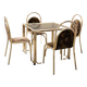 Table peinte en or et 4 chaises en tissu d'origine