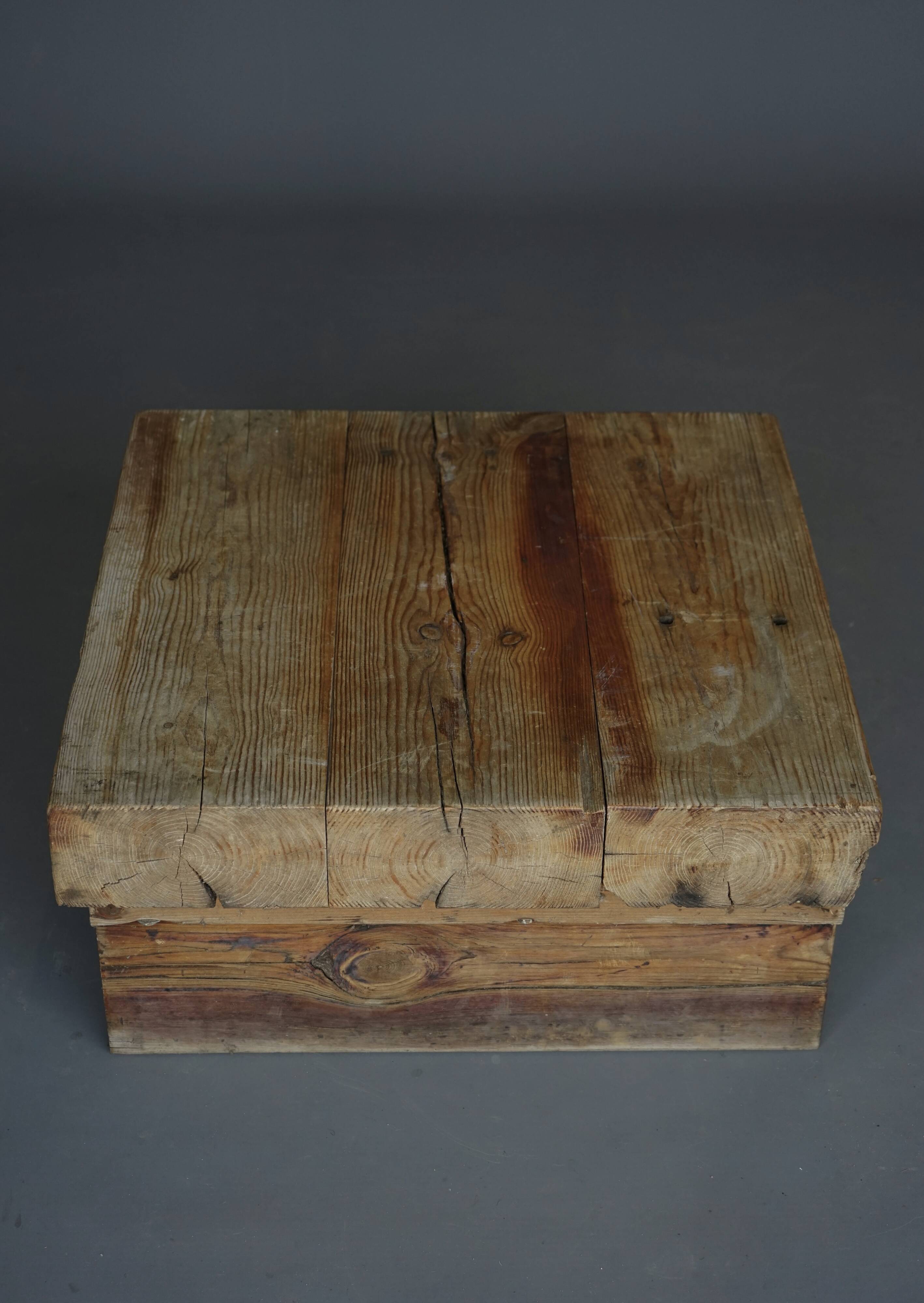Small Brutalist Pine Coffee Table, 1970s