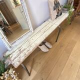 weathered school bench