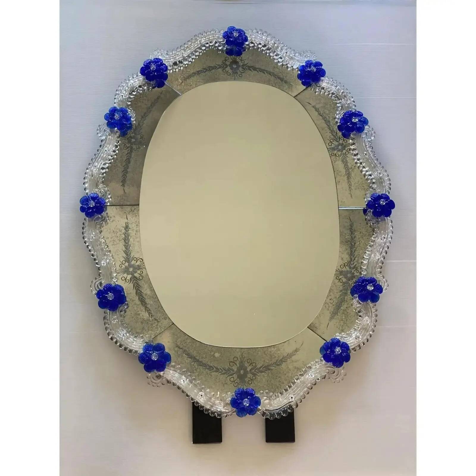 Vintage Simoeng Hand-Carved Venetian Oval Mirror