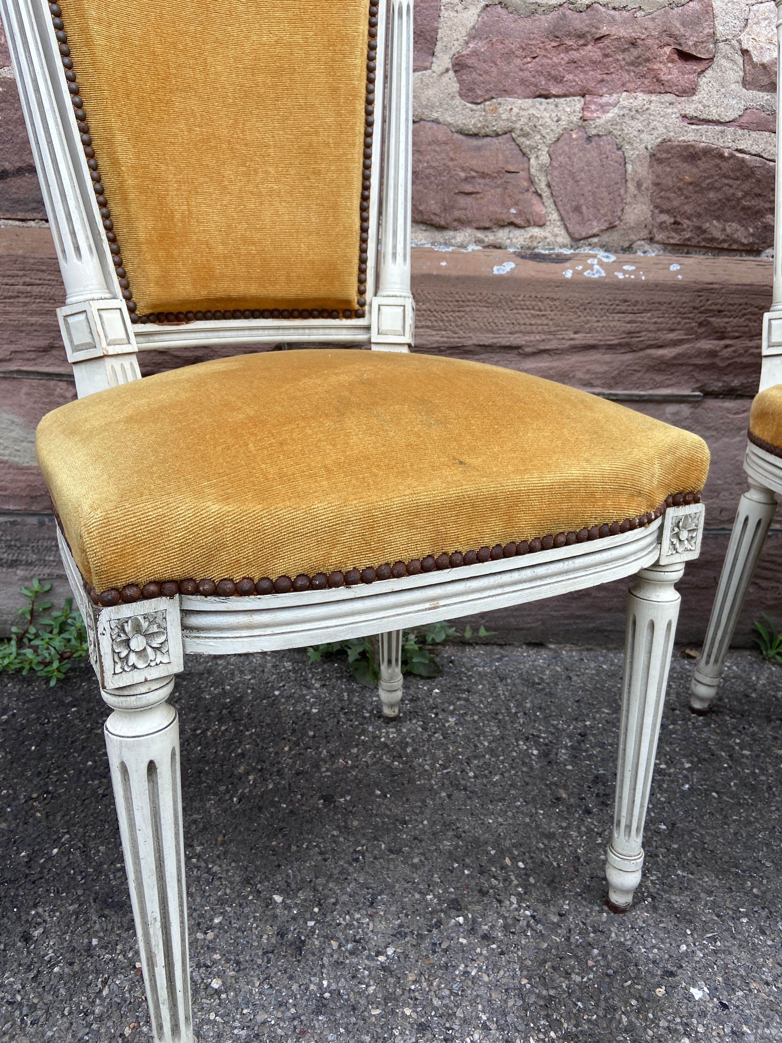 Set of 4 French chairs style Louis XVI vintage 1950 rococo Provence SHABBY CHIC